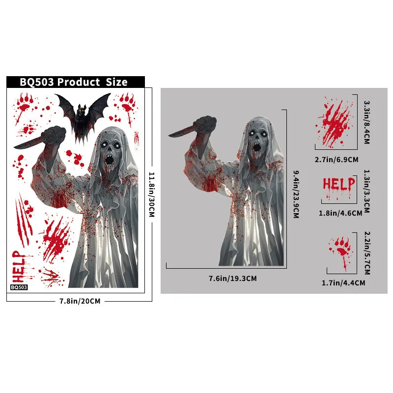 Halloween Window Clings Bloody Handprint Footprint Halloween Wall Decal Floor Clings Scary Halloween Decoration Window Stickers