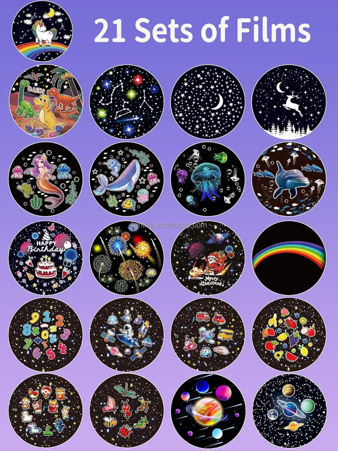 LED Carousel Galaxy Light Projector Remote Control Bluetooth Unicorn Musical Lamp 21 Films Star Projector Night Light for Kids