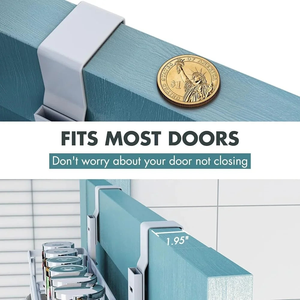 Over The Door Pantry Organizer 9-Tier Adjustable Basket Hanging Storage Metal Racks Easy Installation Multi-functional Door