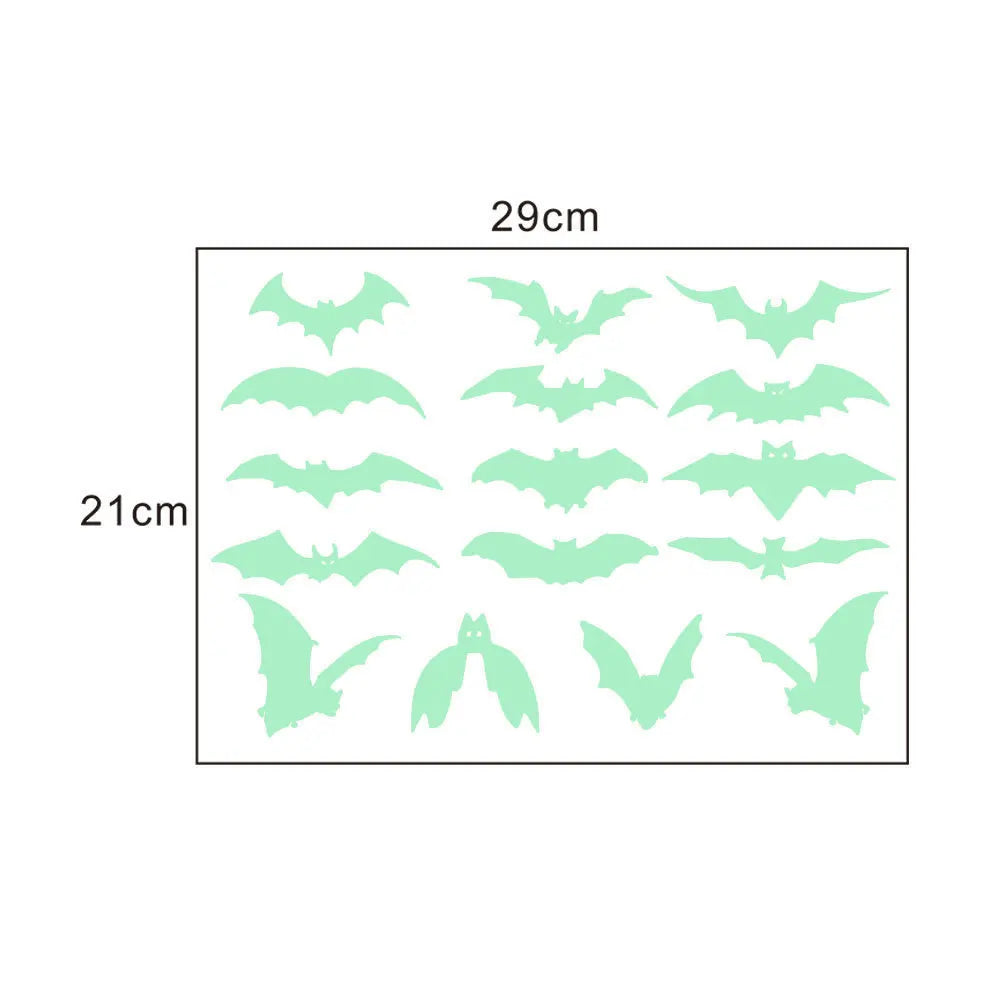 8 Pairs Glow Stickers Home Decoration Removable Fluorescent Decals Bats Window Stickers For Halloween Wall Decoration Party New