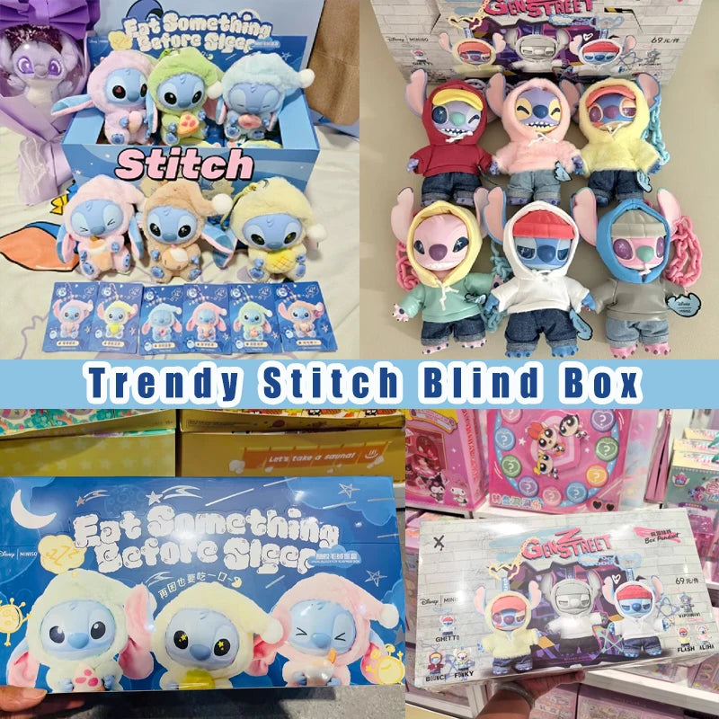 Original Stitch Eat Someing Before Sleep Series And Gen Z Street Series Vinyl Plush Pendant Blind Box Cute Doll Bag Pendant Gift