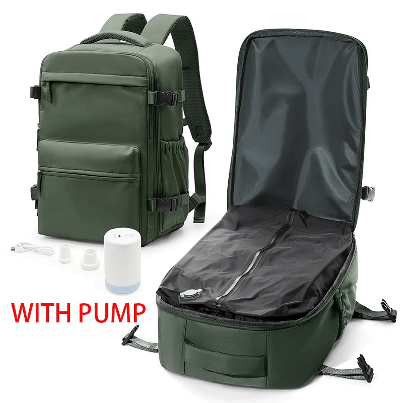 Vacuum Compression Backpack with Pump, Wizzair Easyjet Cabin Bag Travel Backpack for Women Men, Airplane Hand Luggage Laptop Bag