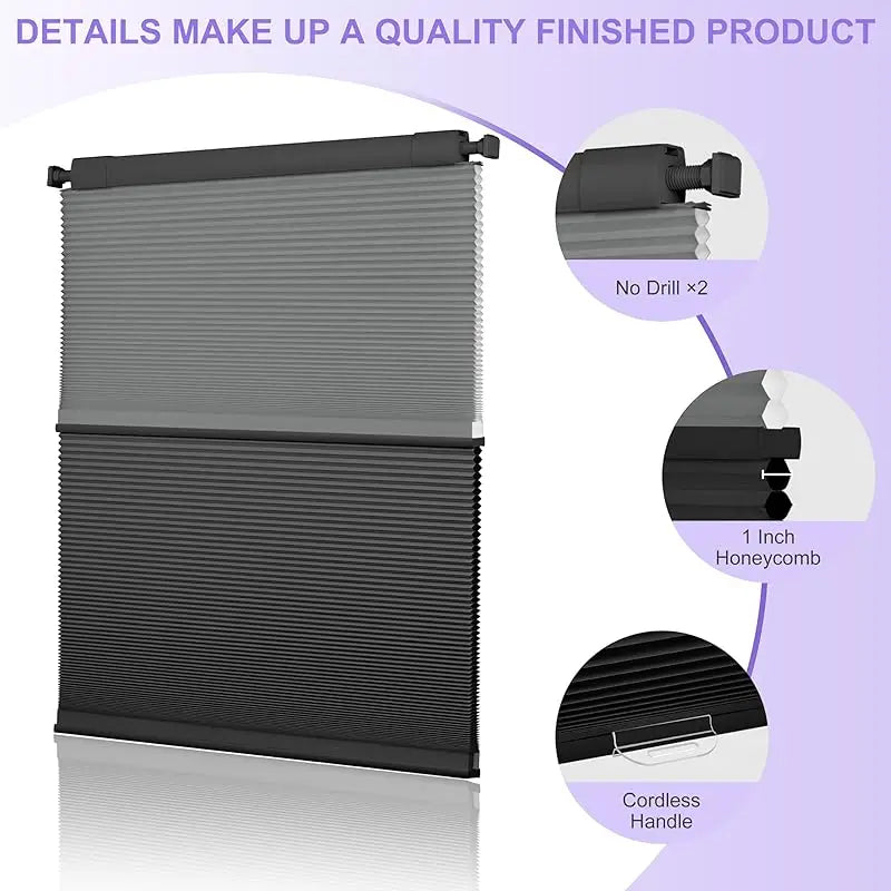 Factory Customized Double Layer Fabric Easy To Install No Tools No Drill Manual Cordless Honeycomb Cellular Blinds For Windows