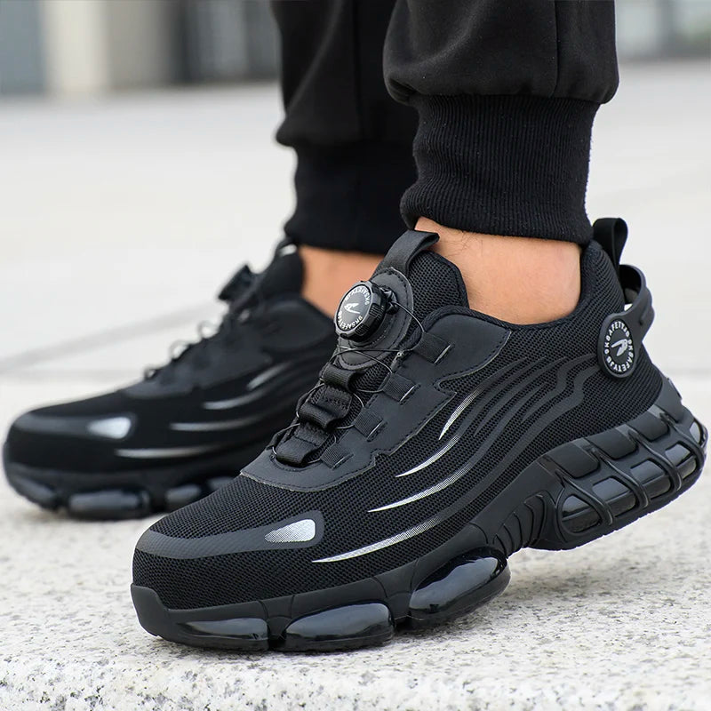 Rotary Buckle Work Safety Shoes For Men and Women Air Soft Sole Lightweight Protective Work Sneakers Men Breathable Boots