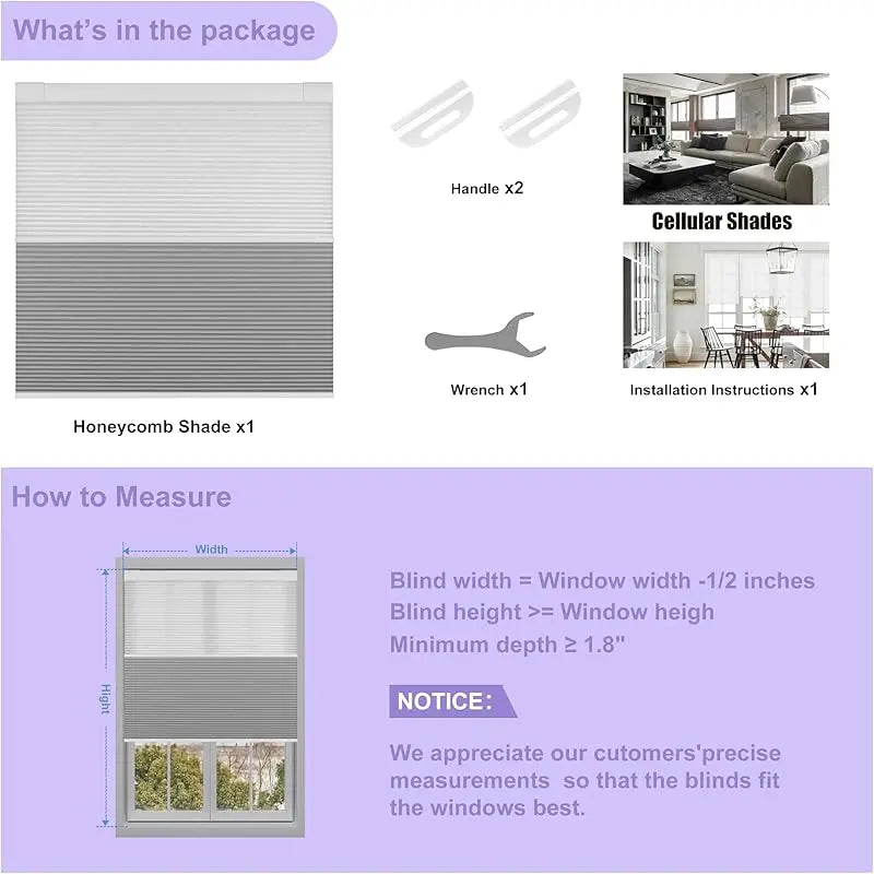 Factory Customized Double Layer Fabric Easy To Install No Tools No Drill Manual Cordless Honeycomb Cellular Blinds For Windows