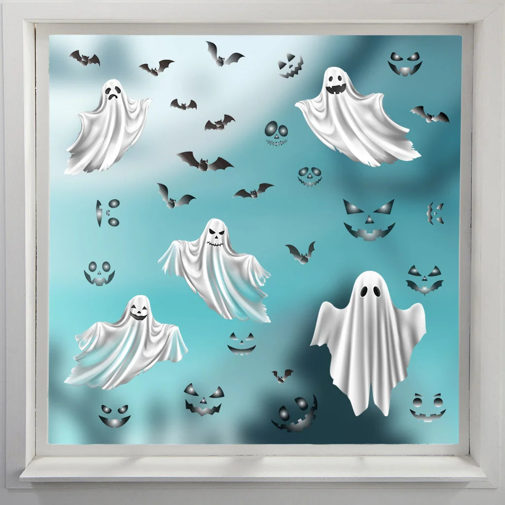 Halloween Glow in the Dark Wall Stickers Creative Ghost PET Film Ghostly Bat Luminous Window Stickers Halloween Home Decoration