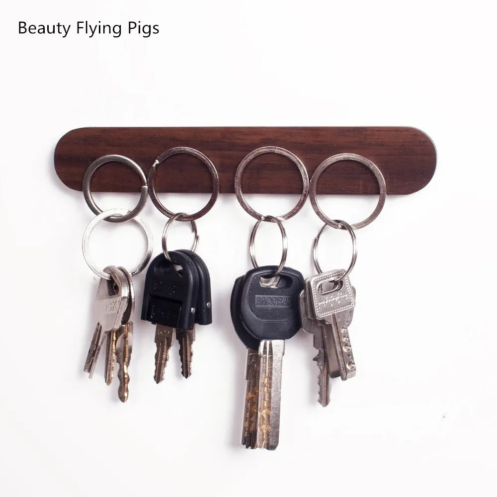 Wood Key Holder Wall Key Storage Organizer Weak Magnetic Key Rack Hanger Key Ring Hooks Clerk Housekeeper on The Wall