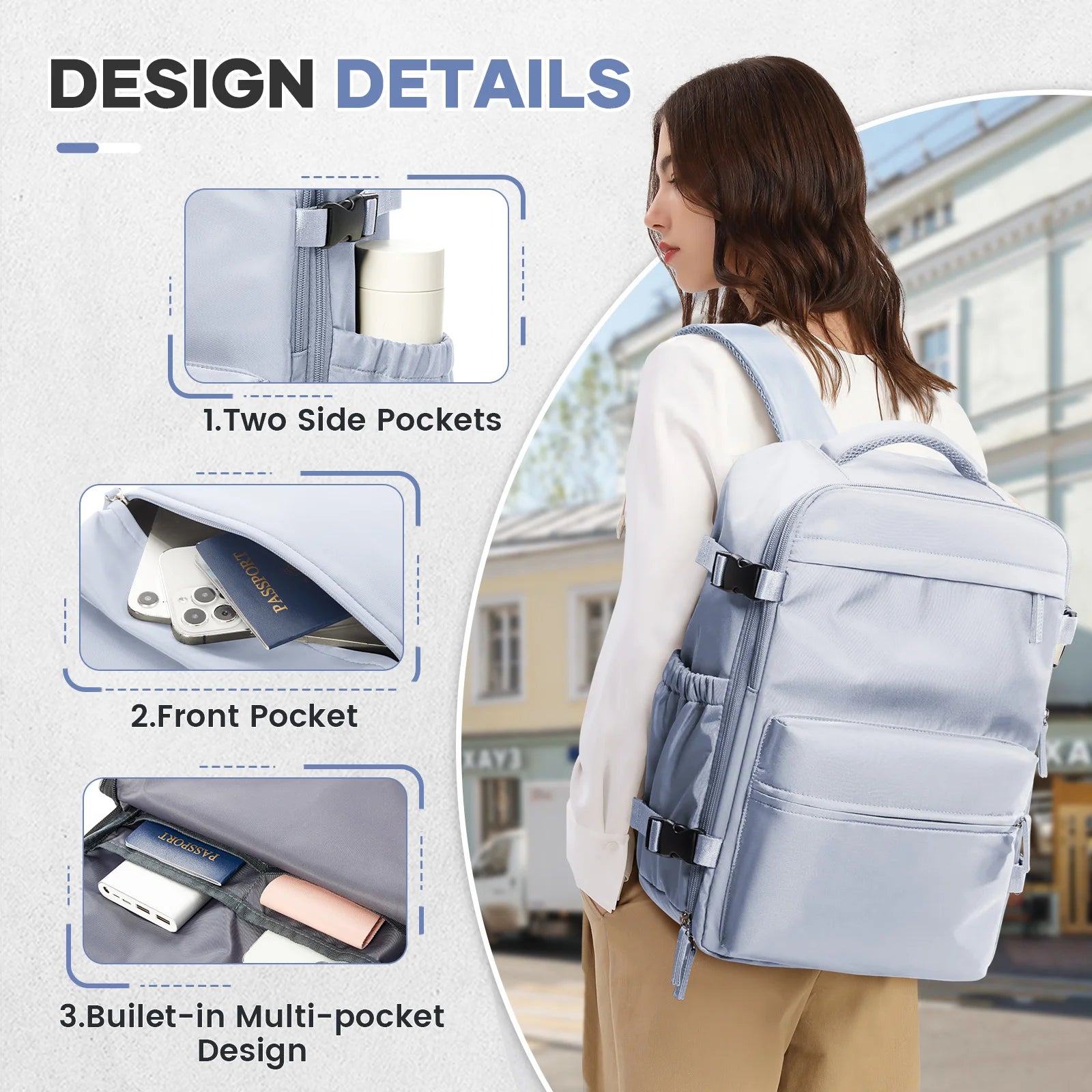 Vacuum Compression Backpack with Pump, Wizzair Easyjet Cabin Bag Travel Backpack for Women Men, Airplane Hand Luggage Laptop Bag