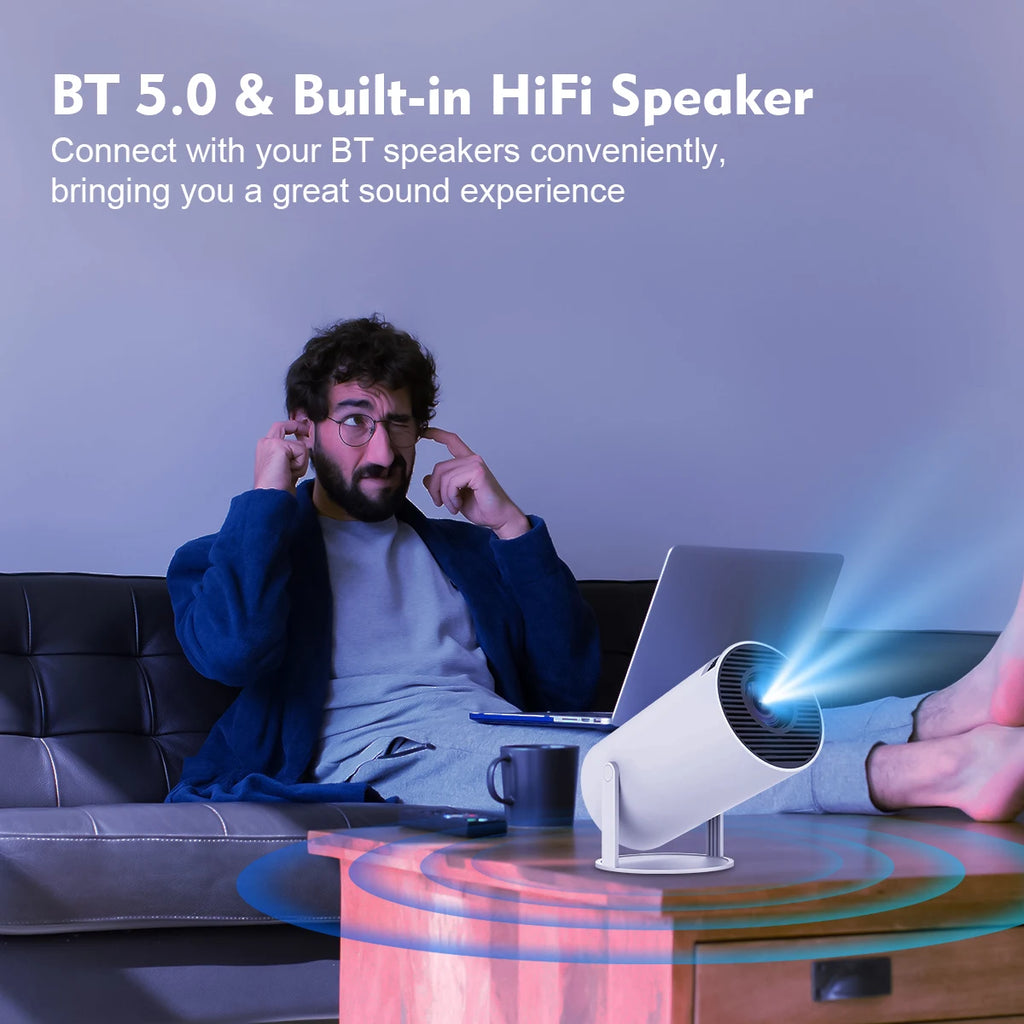 Transpeed Android 11 Wifi6 Portable Projector 260ANSI 1280*720P 4K180° Flexible BT5.0 Home Cinema Outdoor Use with AllwinnerH713