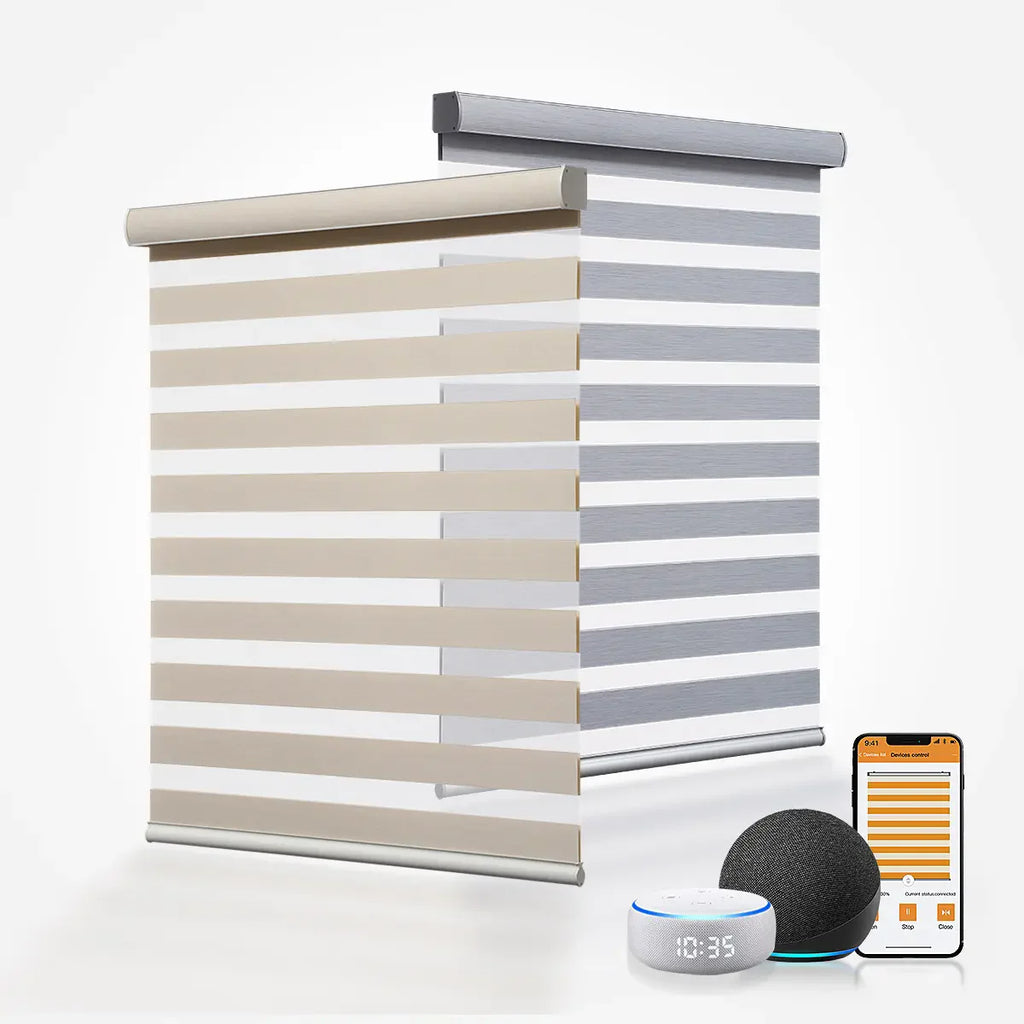 High Quality Waterproof Fireproof Motorized Cordless Remote Control Day And Night Zebra Blinds For Bathroom