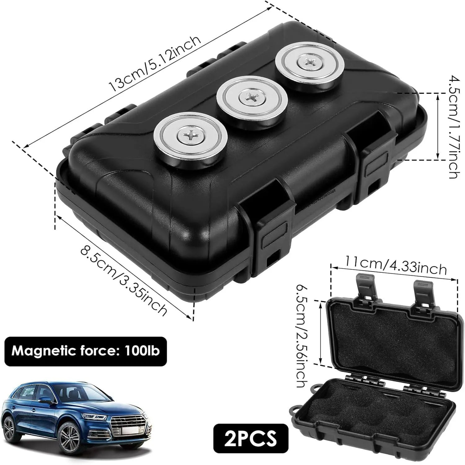 Spy Spot Magnetic Mount Weatherproof Case for GPS Magnetic Key Holder Under Car Trackers Stash Lock Box for Items Key Holder