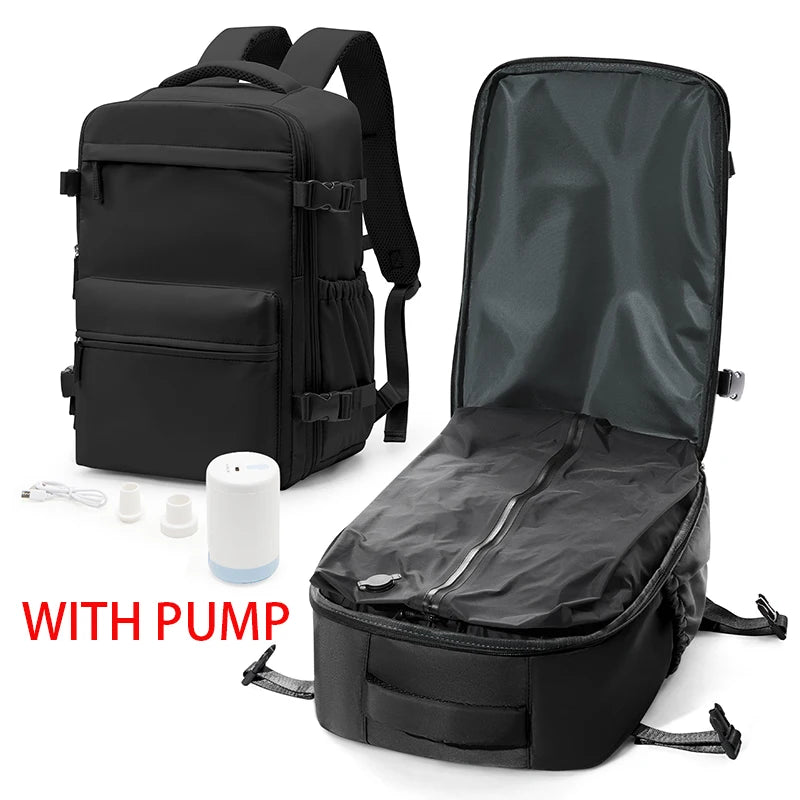 Vacuum Compression Backpack with Pump, Wizzair Easyjet Cabin Bag Travel Backpack for Women Men, Airplane Hand Luggage Laptop Bag