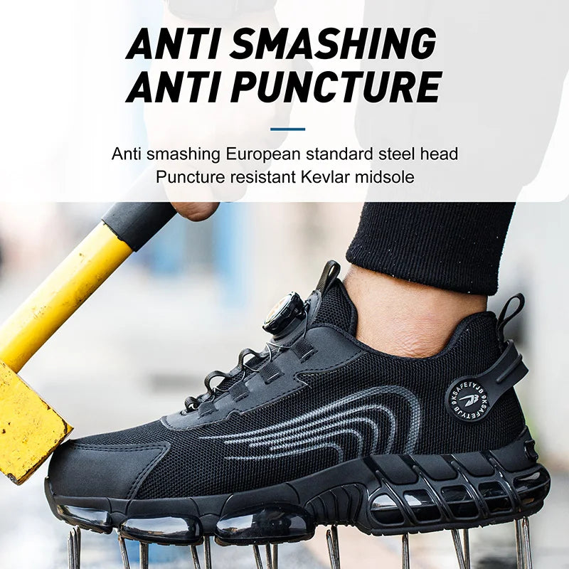 New Safety Boots Men Work Sneakers Indestructible Shoes Steel Toe Protective Boots Anti-smash Anti-puncture Work Tactical Boots
