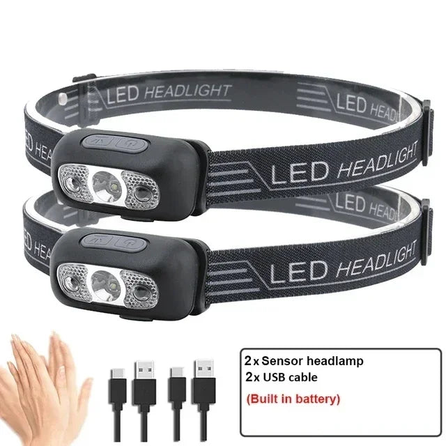 Strong Light Headlamp Mini Led Night Fishing Powerful Torch Head Lamp Outdoor Waterproof Camping Portable LED Sensor Headlamps
