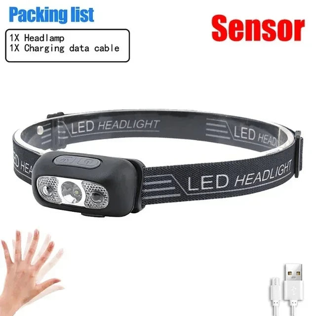 Strong Light Headlamp Mini Led Night Fishing Powerful Torch Head Lamp Outdoor Waterproof Camping Portable LED Sensor Headlamps