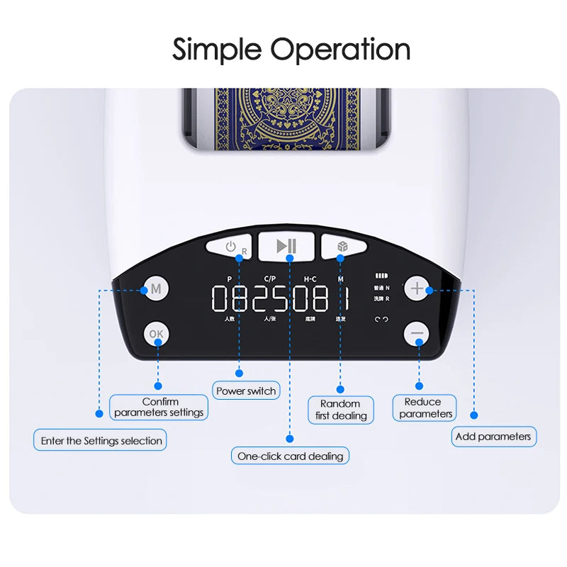 Playing Cards Electric Dealer Dispenser Automatic Poker Cards Dealing Machine 4000mAh Rechargeable Poker Device for Party Games
