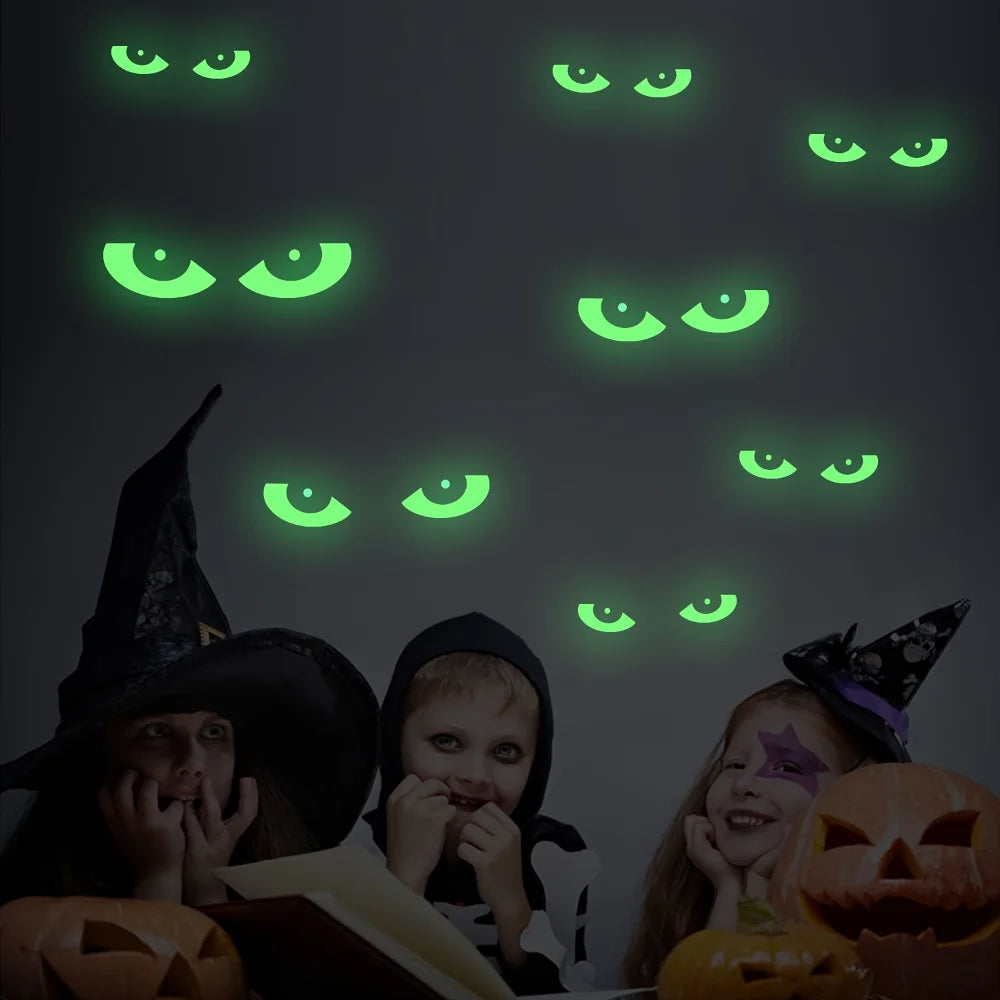 8 Pairs Glow Stickers Home Decoration Removable Fluorescent Decals Bats Window Stickers For Halloween Wall Decoration Party New
