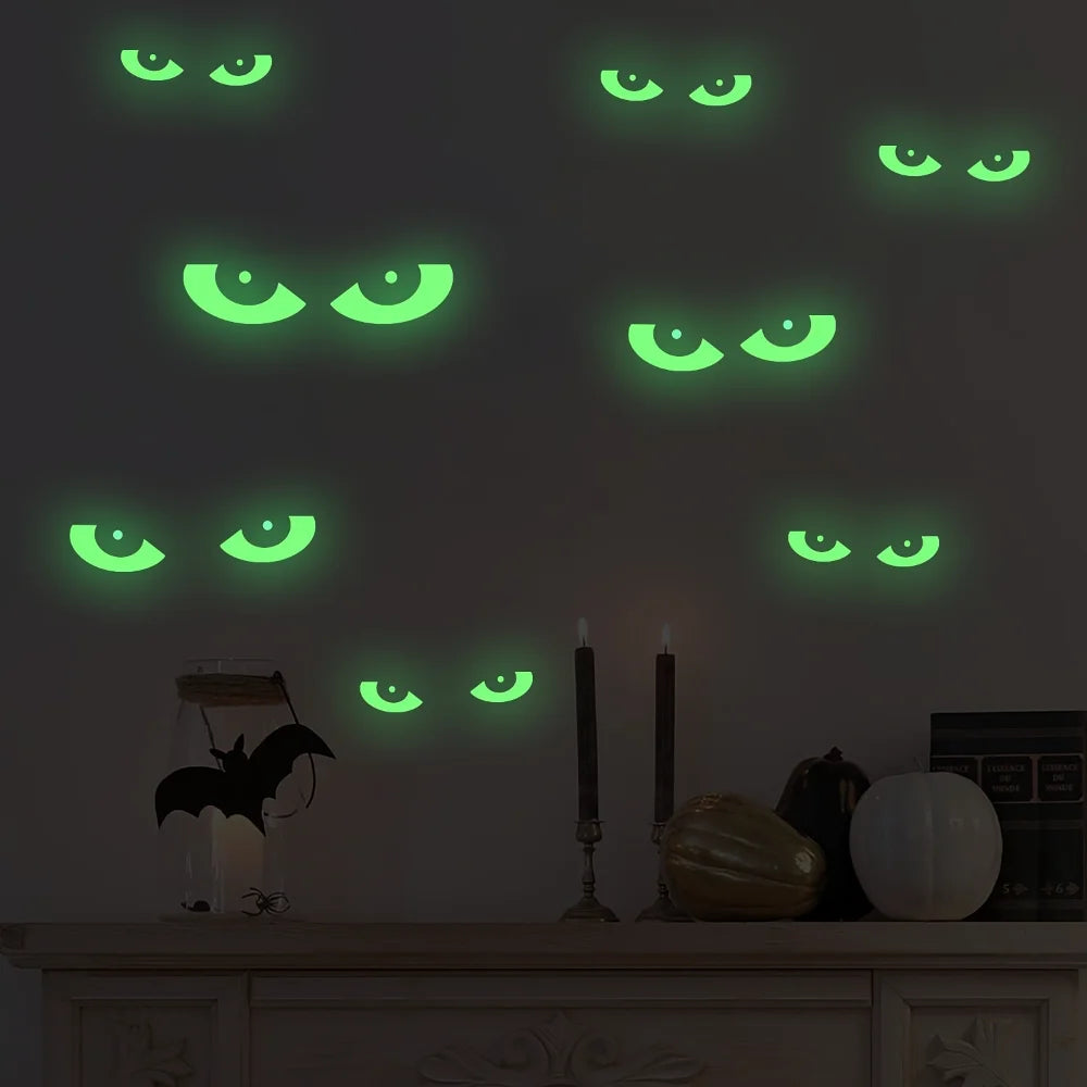 8 Pairs Glow Stickers Home Decoration Removable Fluorescent Decals Bats Window Stickers For Halloween Wall Decoration Party New