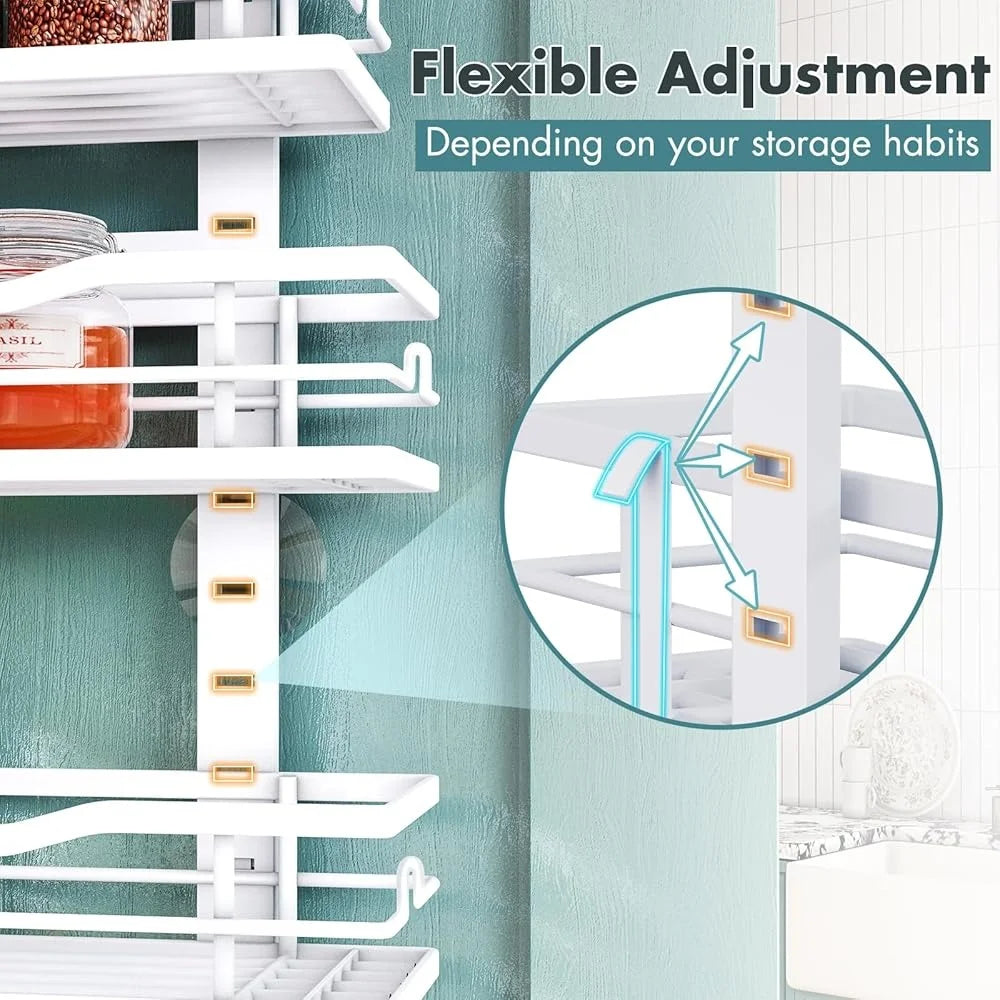 Over The Door Pantry Organizer 9-Tier Adjustable Basket Hanging Storage Metal Racks Easy Installation Multi-functional Door