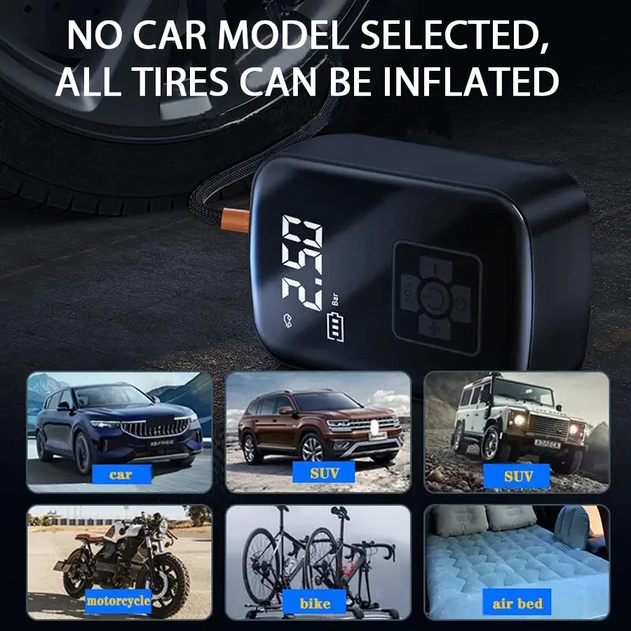 150PSI Electric Tire Pump & Multi-Vehicle Air Compressor for Cars/Motorcycles/Bikes/Boats/Sports Balls with Auto-Stop & Fast Inf