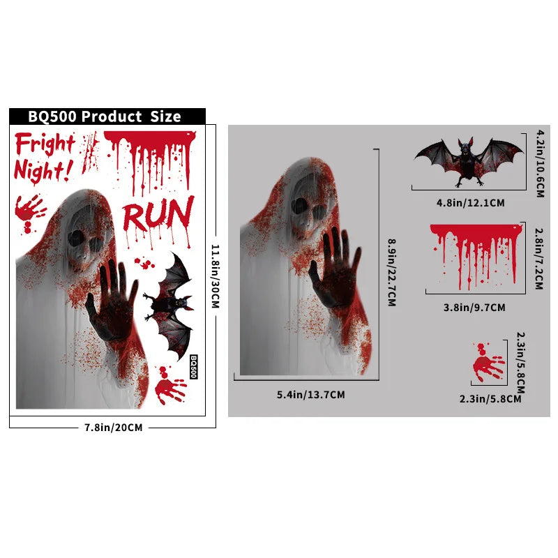 Halloween Window Clings Bloody Handprint Footprint Halloween Wall Decal Floor Clings Scary Halloween Decoration Window Stickers