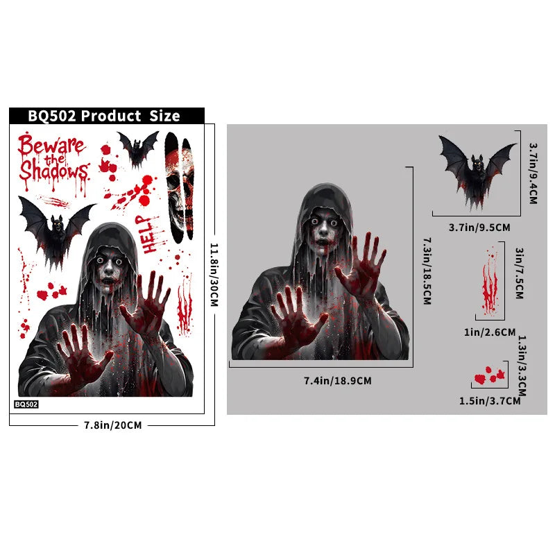Halloween Window Clings Bloody Handprint Footprint Halloween Wall Decal Floor Clings Scary Halloween Decoration Window Stickers