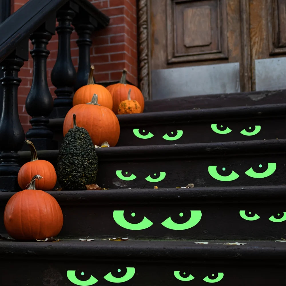 8 Pairs Glow Stickers Home Decoration Removable Fluorescent Decals Bats Window Stickers For Halloween Wall Decoration Party New