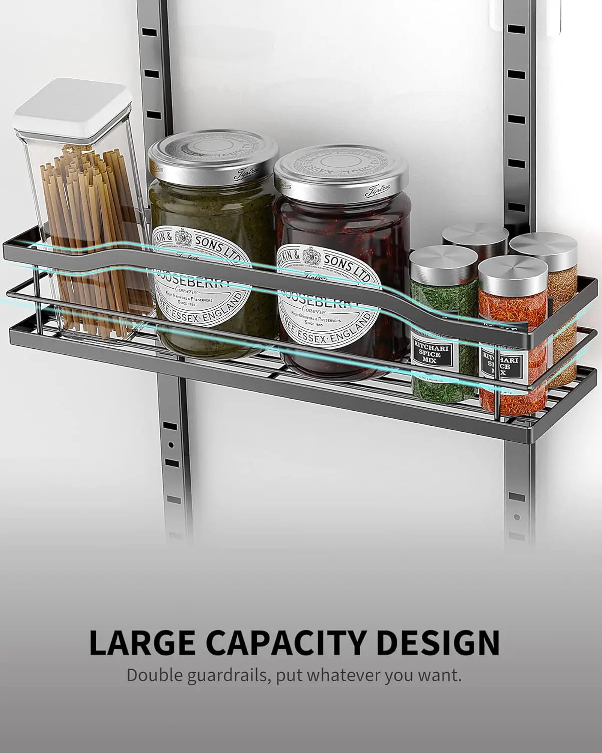 9-Tier Over The Door Pantry Organizer, Pantry Organization and Storage, Black Hanging Basket Wall Spice Rack Seasoning Shelves