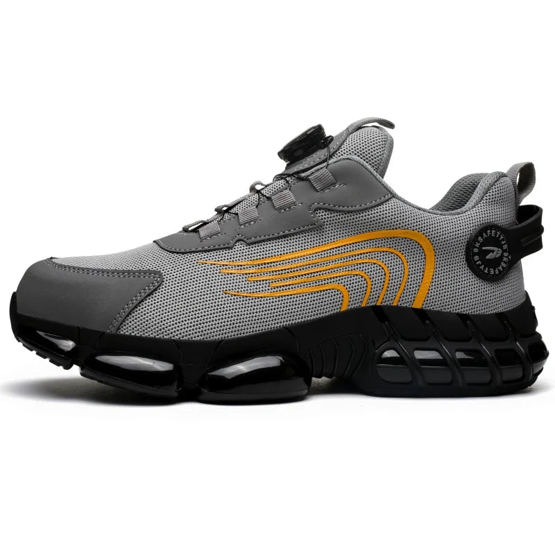 Rotary Buckle Work Safety Shoes For Men and Women Air Soft Sole Lightweight Protective Work Sneakers Men Breathable Boots
