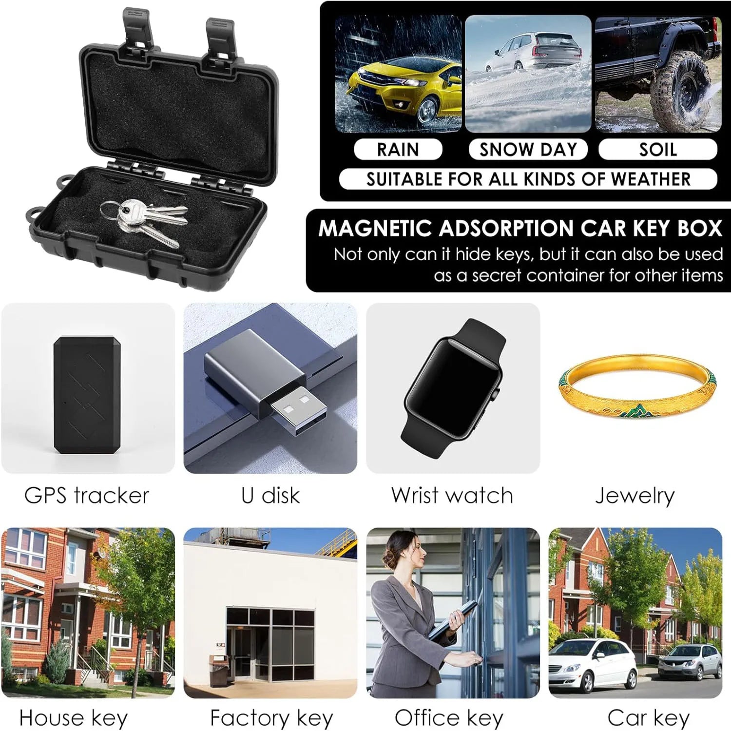 Spy Spot Magnetic Mount Weatherproof Case for GPS Magnetic Key Holder Under Car Trackers Stash Lock Box for Items Key Holder