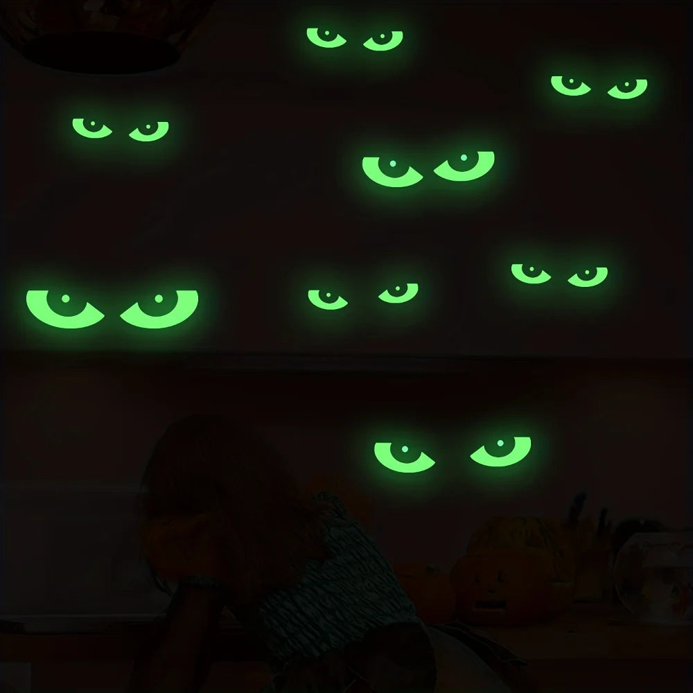 8 Pairs Glow Stickers Home Decoration Removable Fluorescent Decals Bats Window Stickers For Halloween Wall Decoration Party New