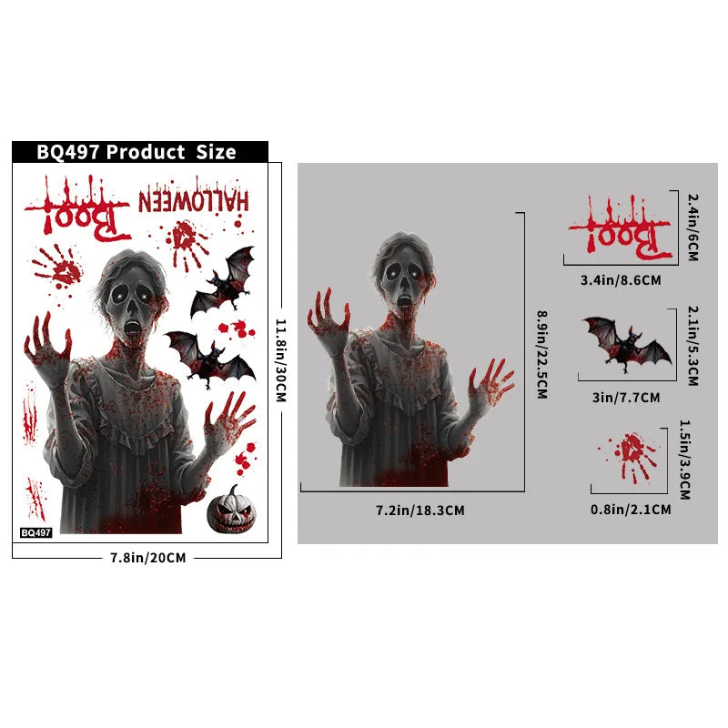 Halloween Window Clings Bloody Handprint Footprint Halloween Wall Decal Floor Clings Scary Halloween Decoration Window Stickers