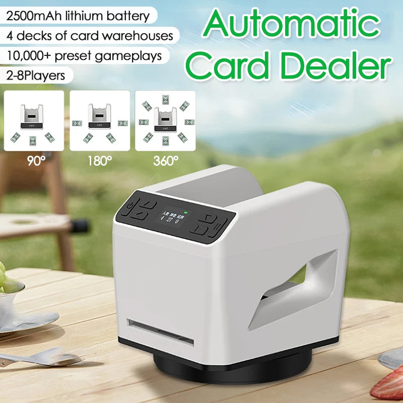 Automatic Card Dealer 2500mAh Rechargeable Poker Dealing Machine 360° Rotating Playing Cards Distributor Dispenser Poker Device