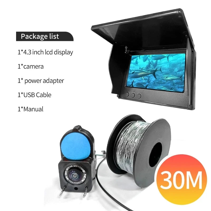 Underwater camera 1080p 4.3 inch lcd Endoscope camera Waterproof 6 Hours Endurance Night Vision 15/30m For ICE/Sea