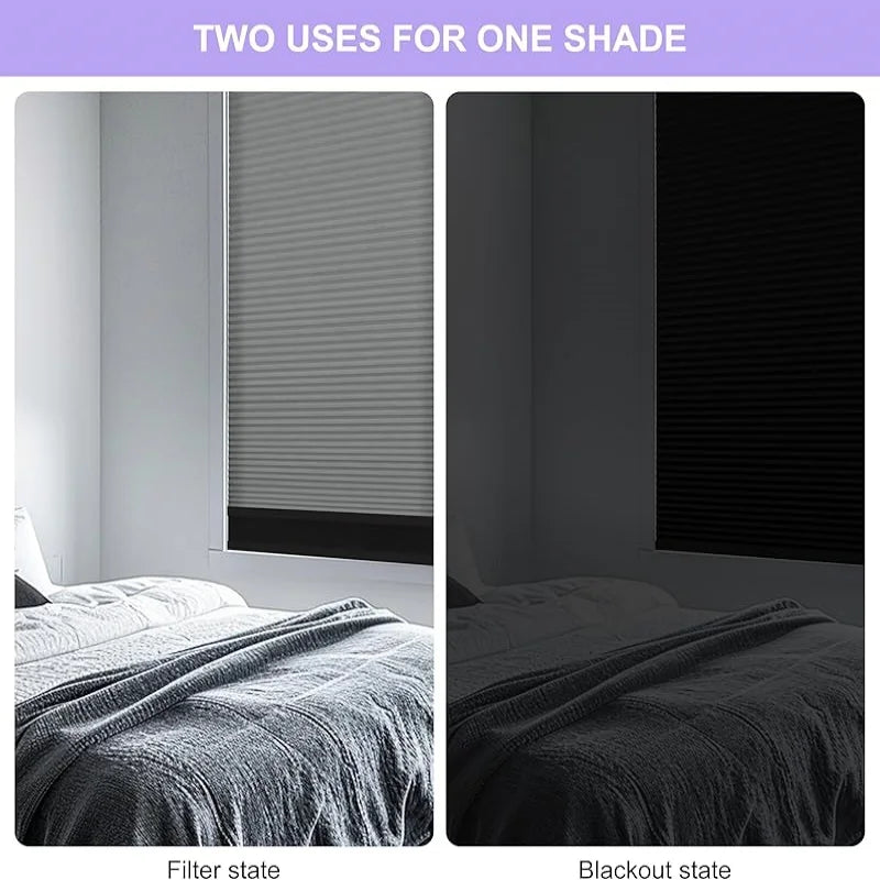 Factory Customized Double Layer Fabric Easy To Install No Tools No Drill Manual Cordless Honeycomb Cellular Blinds For Windows